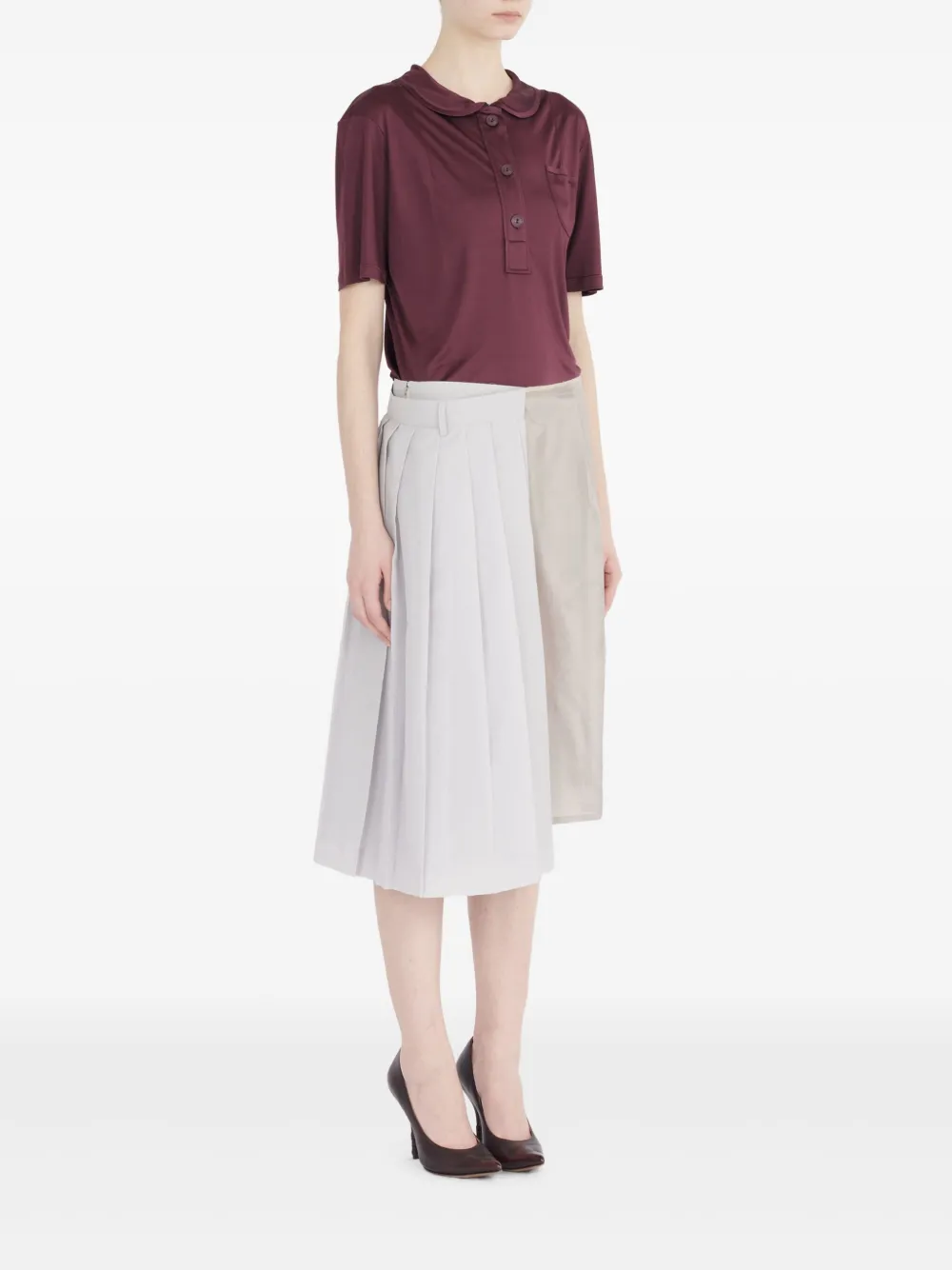 Maison Margiela Pleated Midi Skirt In Neutral
