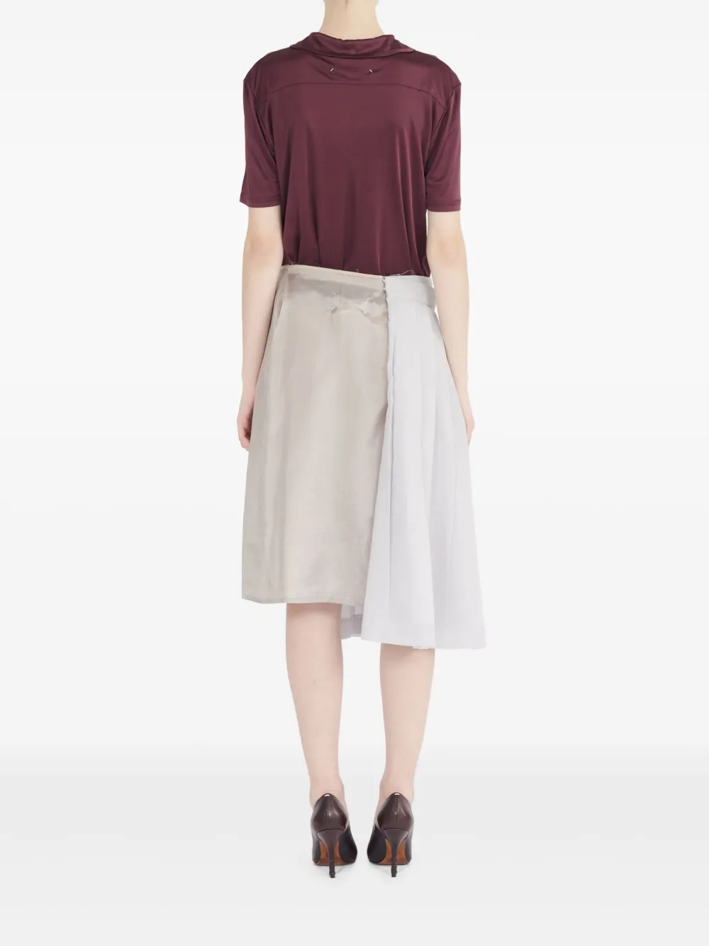Maison Margiela Pleated Midi Skirt In Neutral