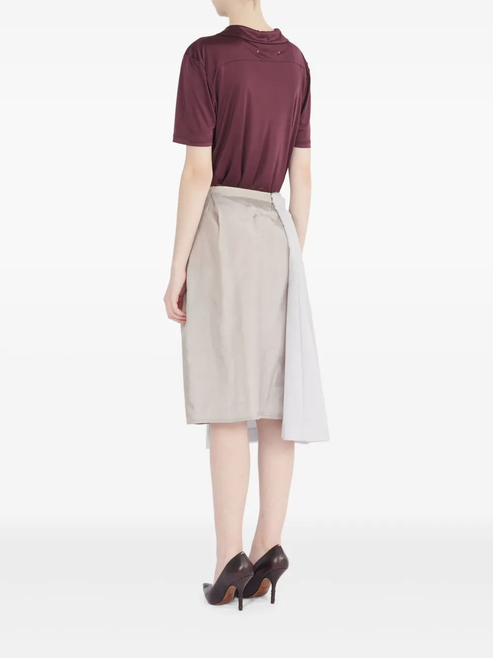 Maison Margiela Pleated Midi Skirt In Neutral