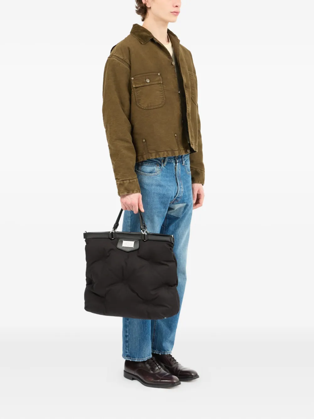 Maison Margiela Glam Slam quilted padded tote bag Zwart