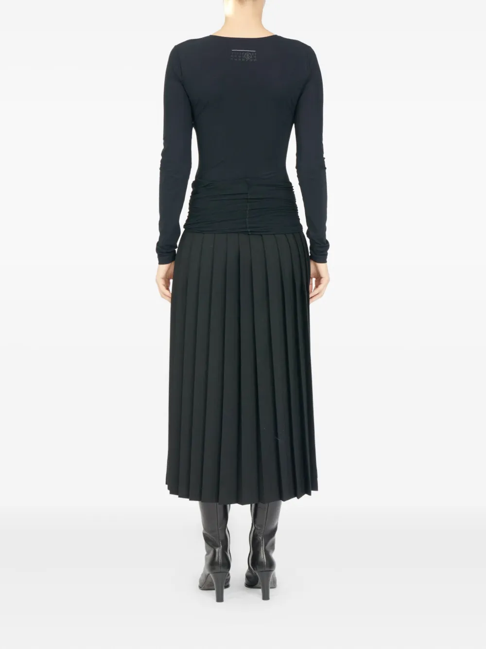 Mm6 Maison Margiela Pleated Draped Midi Skirt In Black