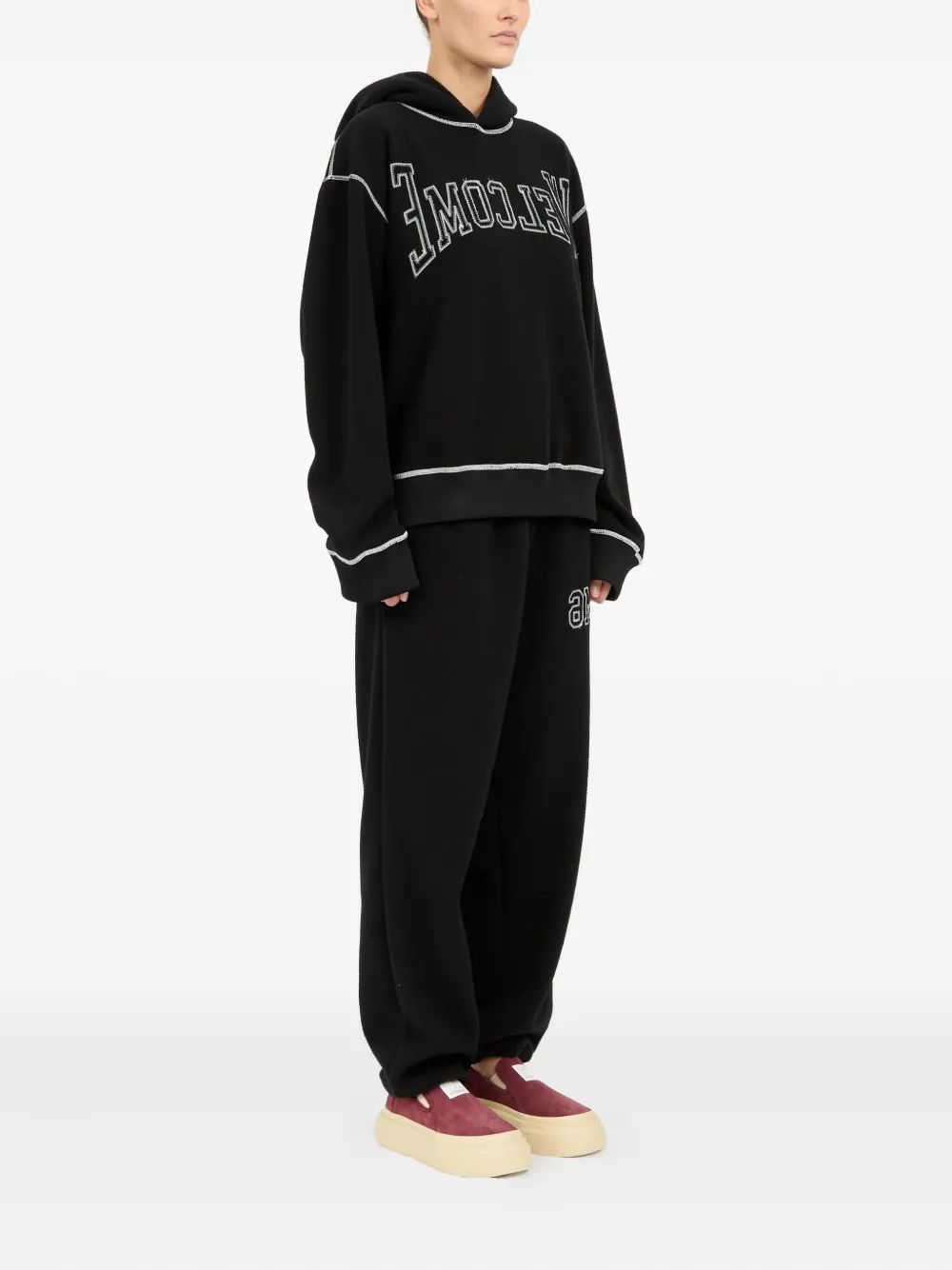 MM6 Maison Margiela Hoodie met geborduurd logo Zwart
