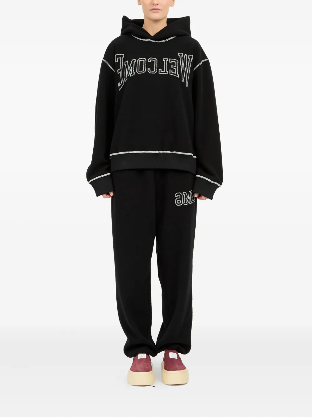 MM6 Maison Margiela Hoodie met geborduurd logo Zwart