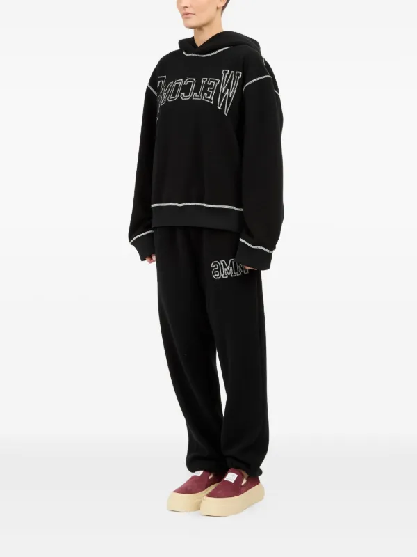 MM6 Maison Margiela logo-embroidered Hoodie | Black | FARFETCH CH