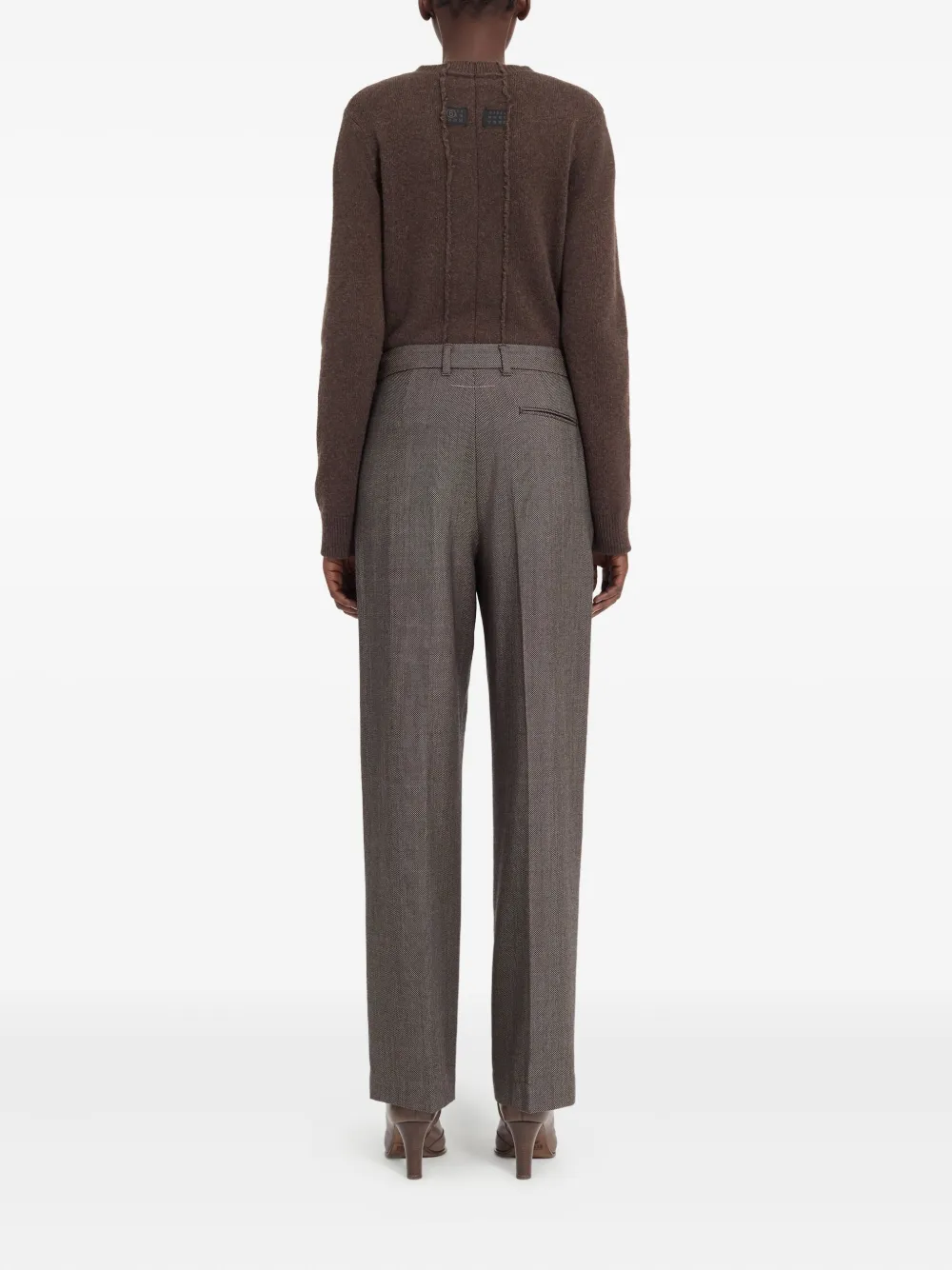 MM6 Maison Margiela Geplooide broek met visgraatpatroon Grijs