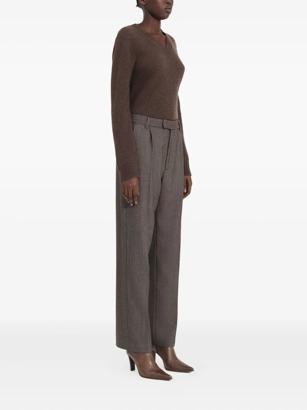 MM6 Maison Margiela Geplooide broek met visgraatpatroon Grijs