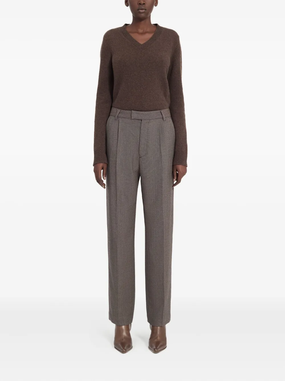 MM6 Maison Margiela Geplooide broek met visgraatpatroon Grijs
