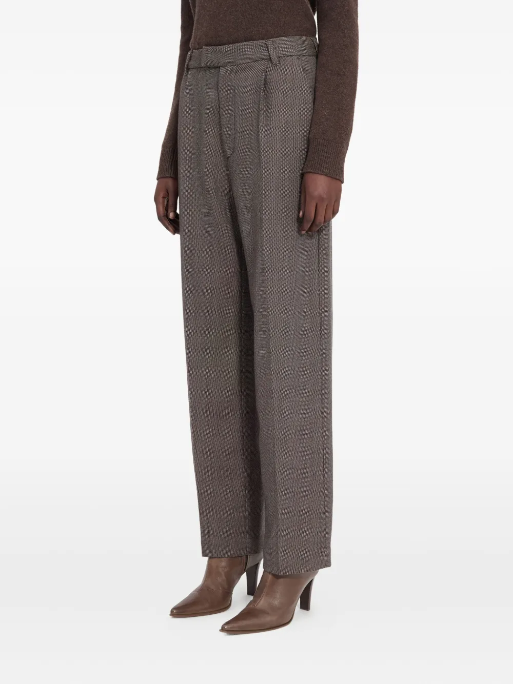 MM6 Maison Margiela Geplooide broek met visgraatpatroon Grijs
