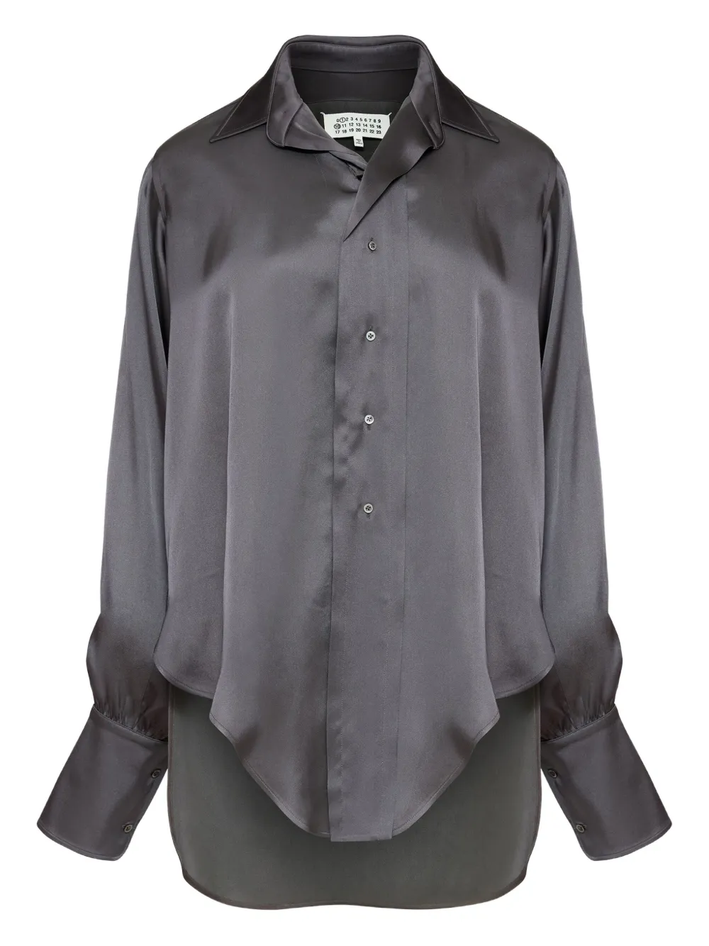 Maison Margiela Long-sleeved Satin Shirt In Gray