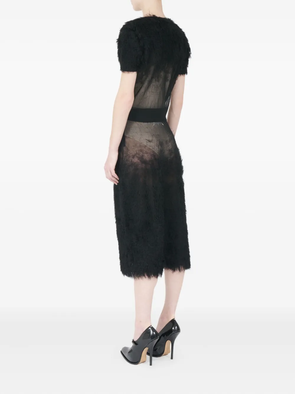 Maison Margiela short-sleeved fuzzy blouse Zwart