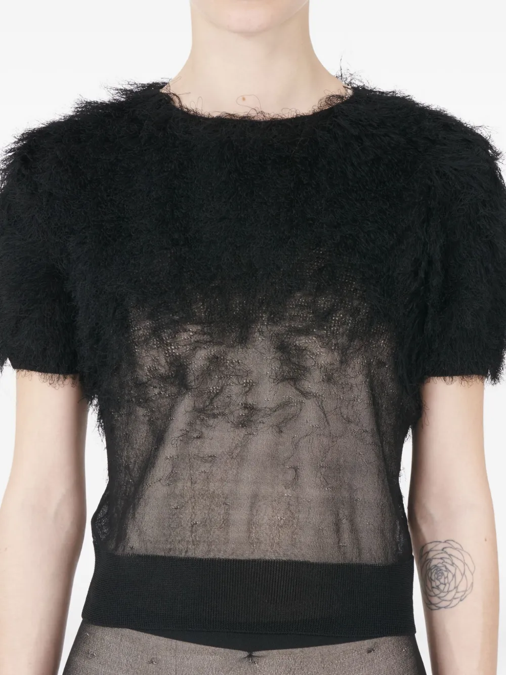 Maison Margiela short-sleeved fuzzy blouse Zwart