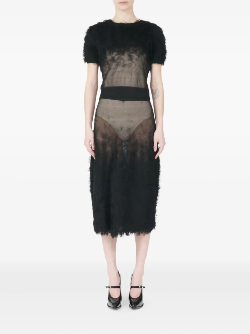 Maison Margiela short-sleeved fuzzy blouse Zwart