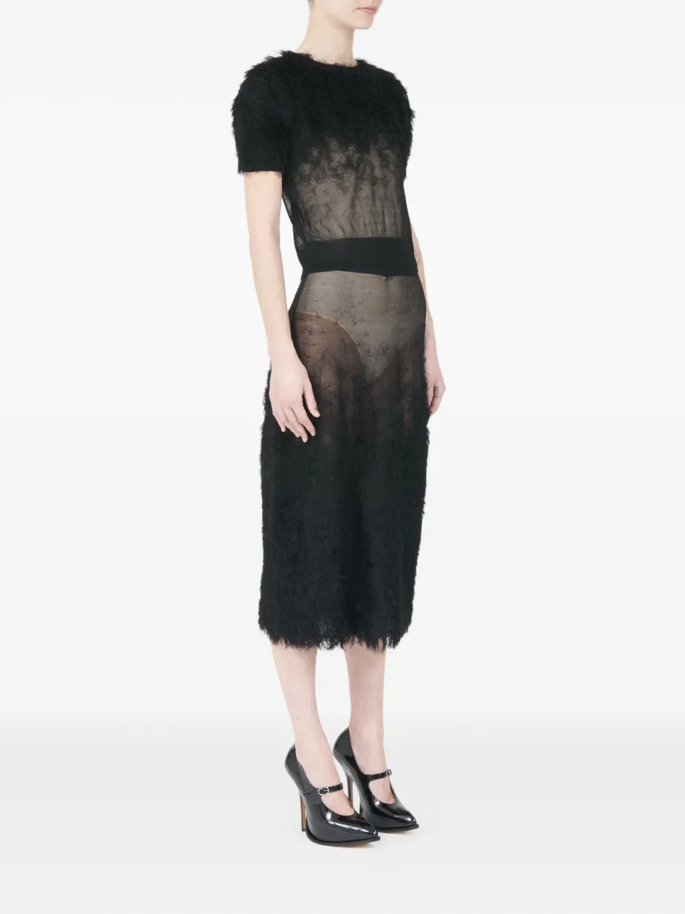 Maison Margiela short-sleeved fuzzy blouse Zwart