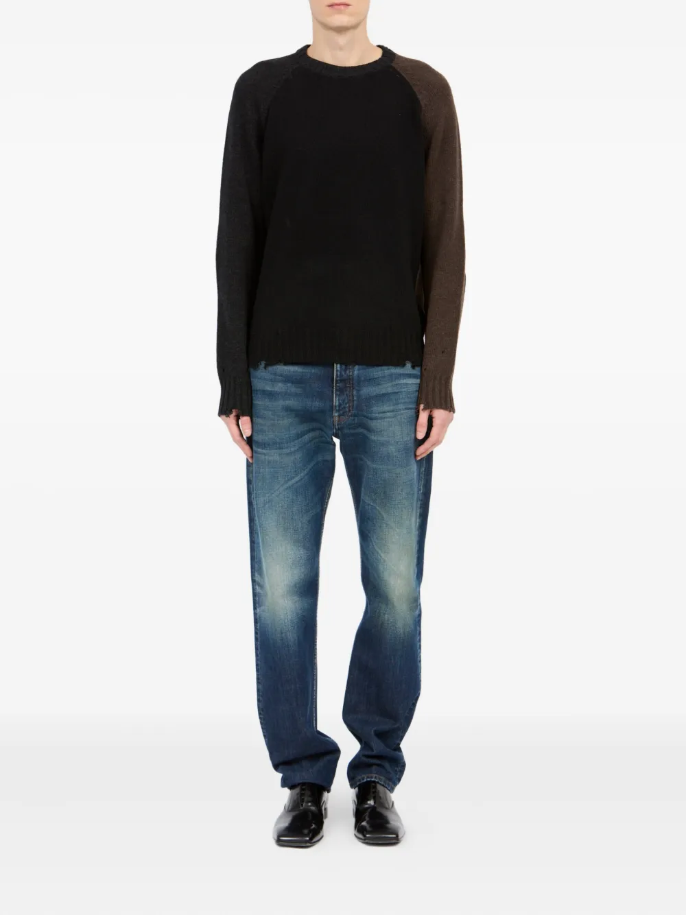 MM6 Maison Margiela distressed-hem jumper - Bruin
