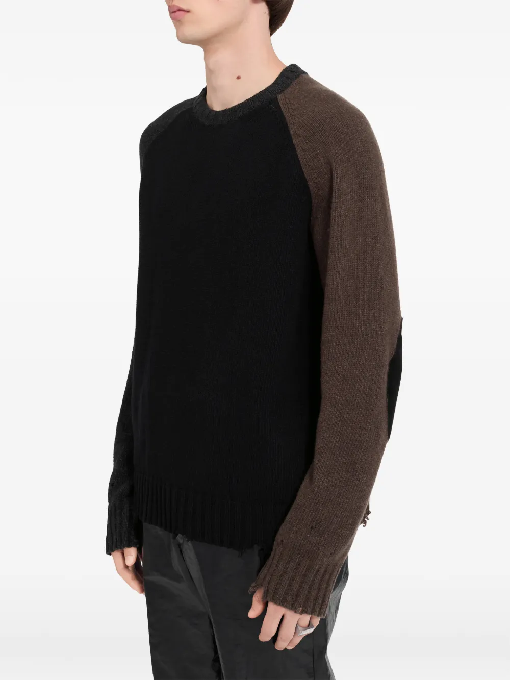 MM6 Maison Margiela distressed-hem jumper - Marrone