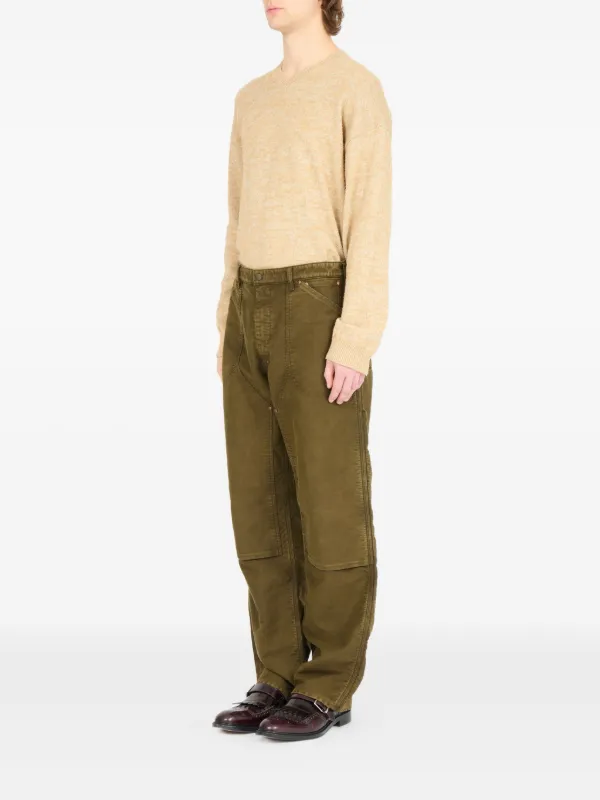 Maison Margiela Patch Cotton Trousers | Brown | FARFETCH