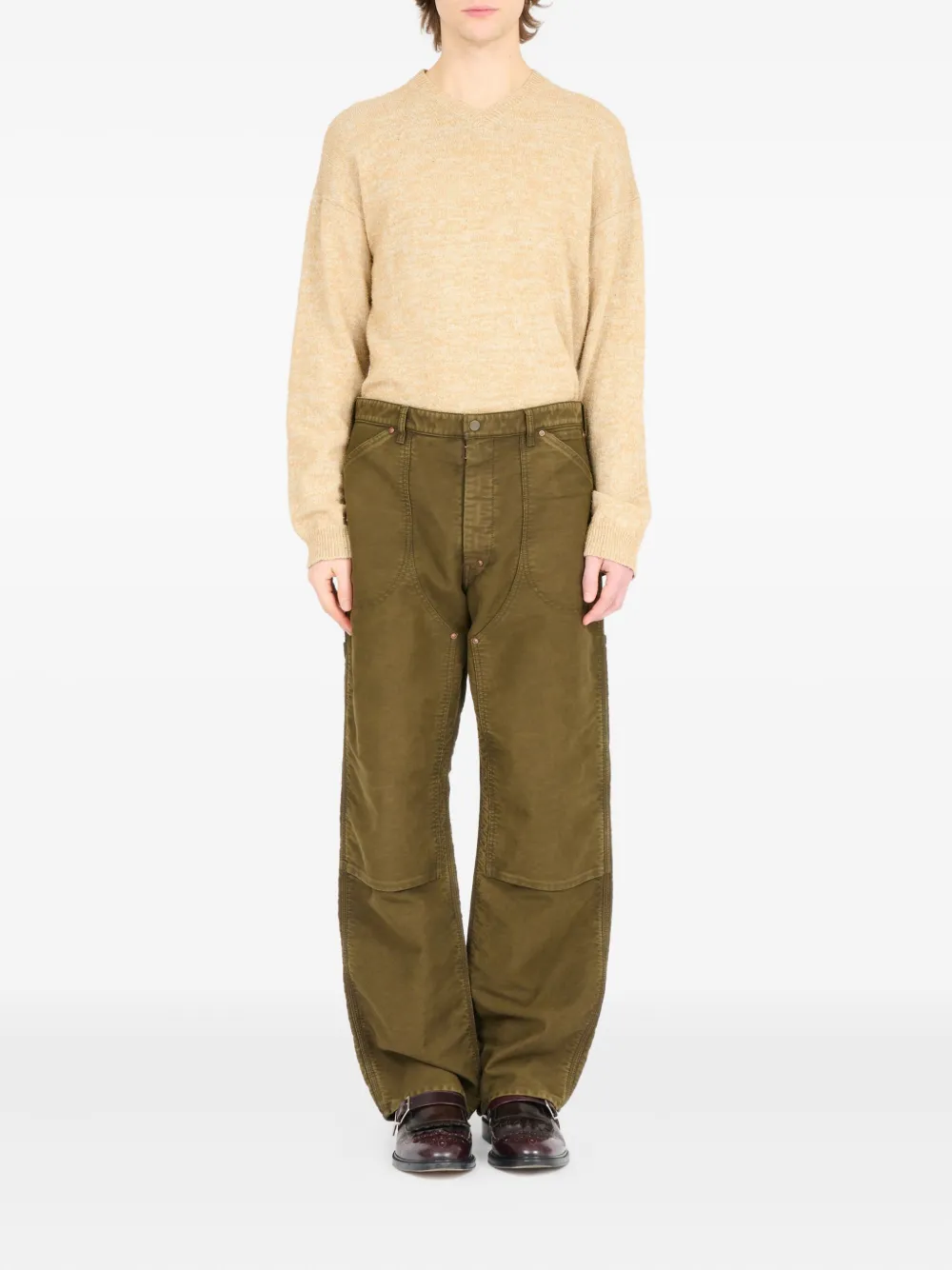 Maison Margiela patch cotton trousers - Bruin