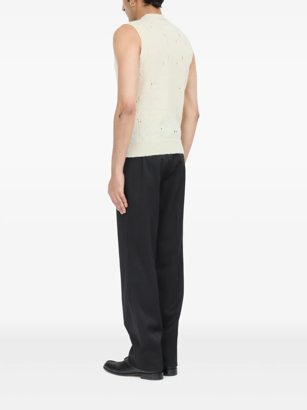 MM6 Maison Margiela Mouwloze gerafelde top Beige