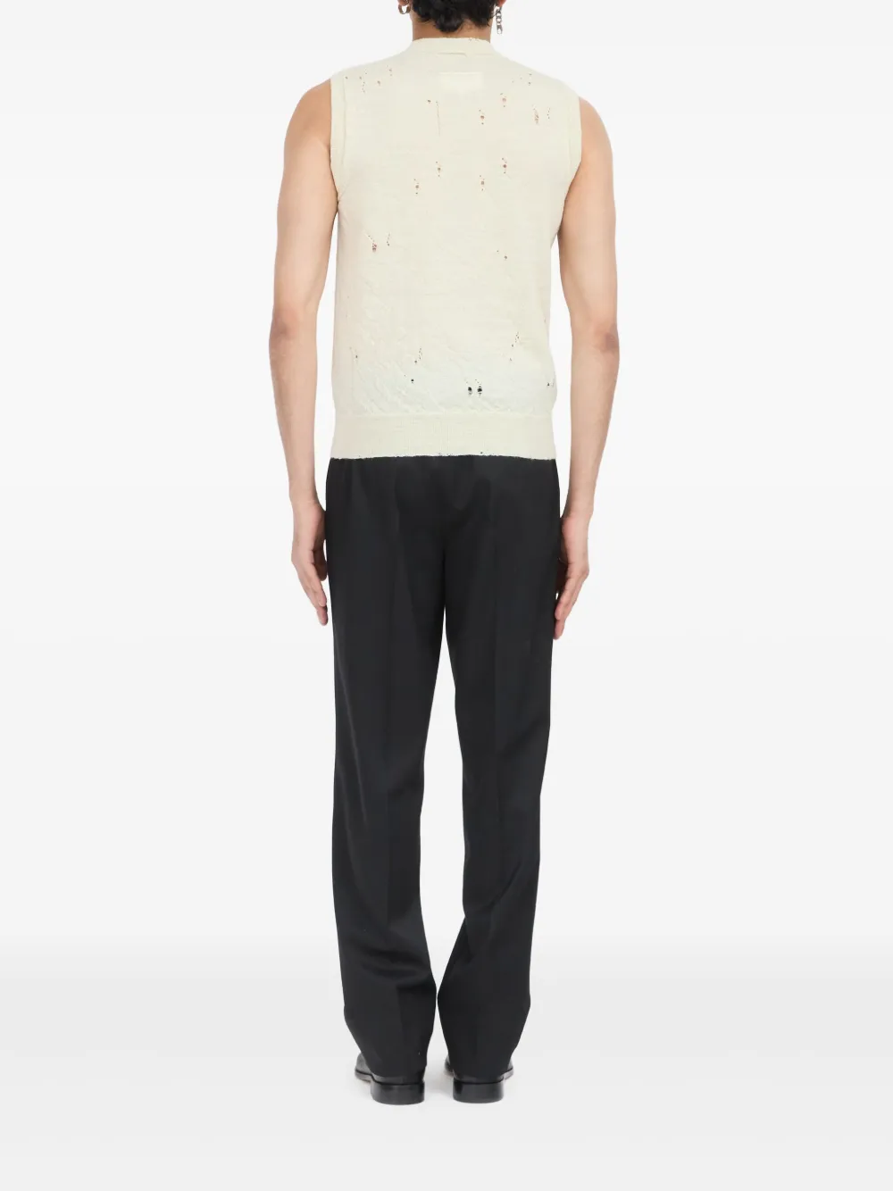 MM6 Maison Margiela Mouwloze gerafelde top Beige