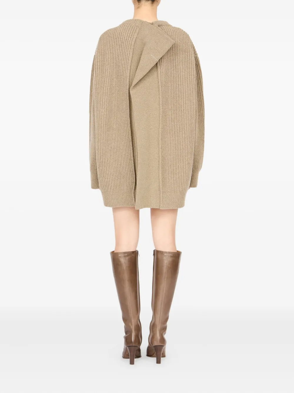 MM6 Maison Margiela Geribbelde mini-jurk met ronde hals Beige