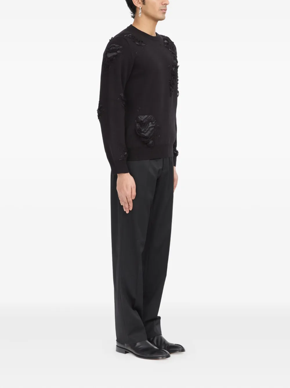 MM6 Maison Margiela Gerafelde trui Zwart
