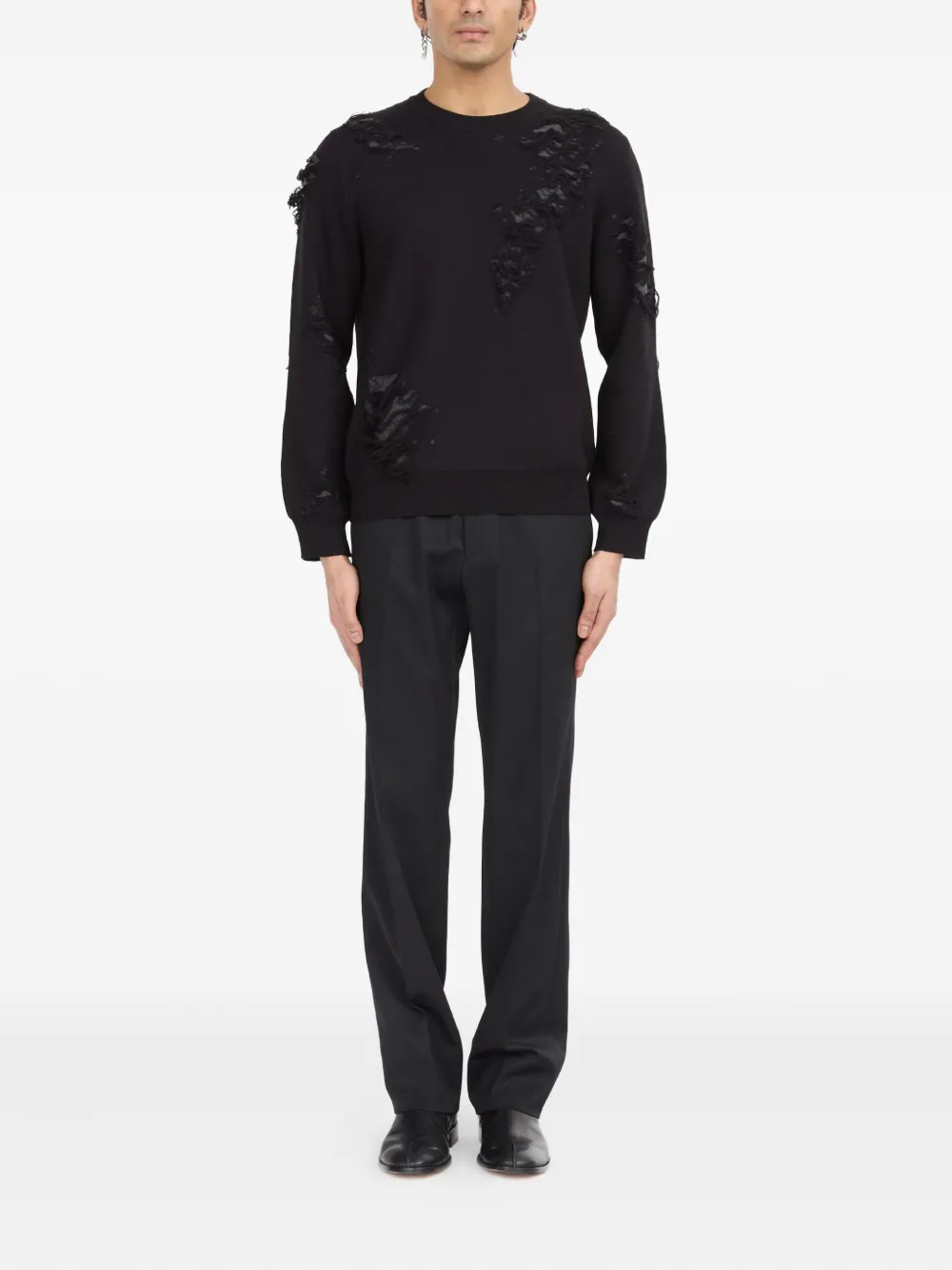 MM6 Maison Margiela Gerafelde trui Zwart