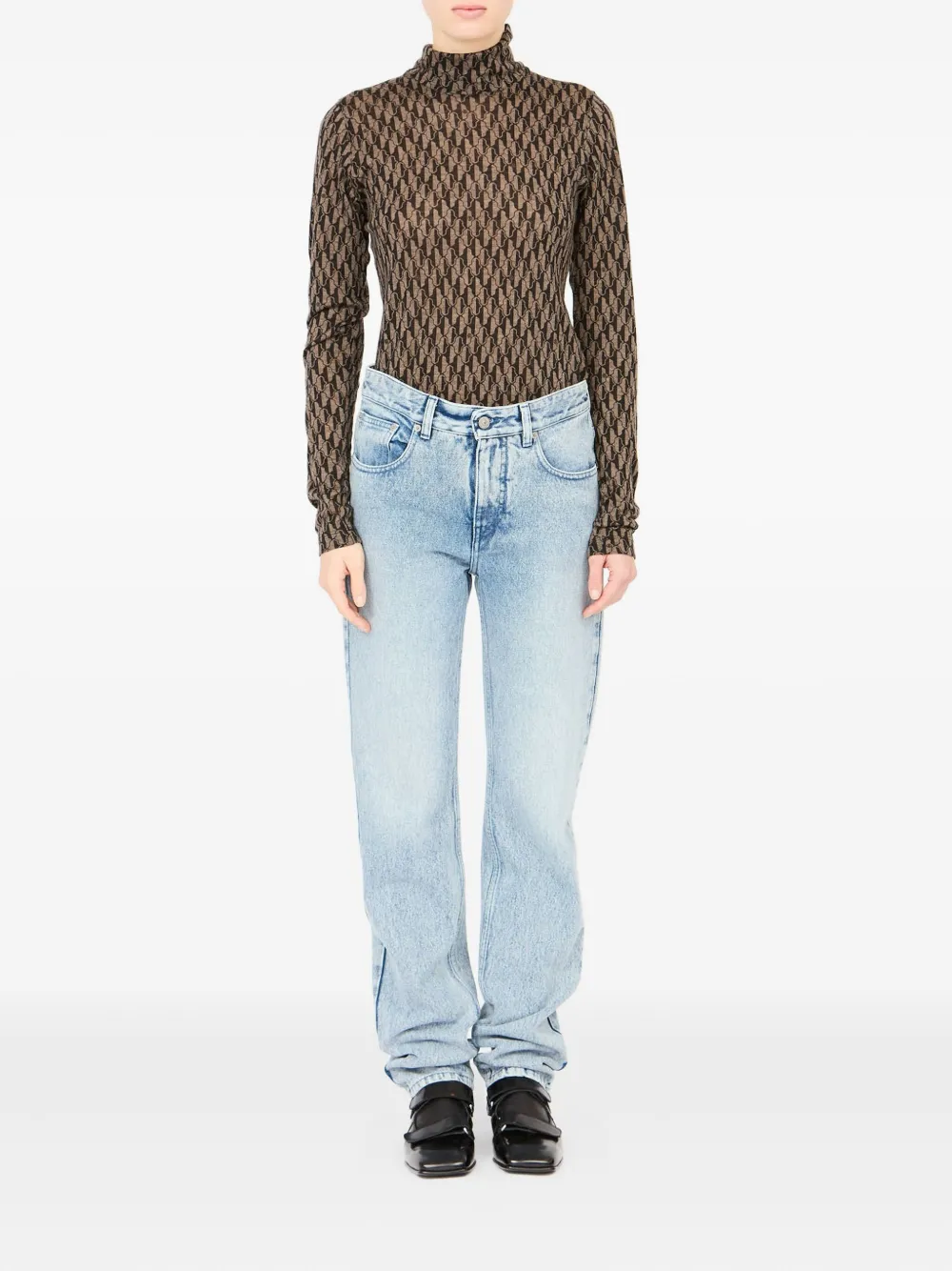 MM6 Maison Margiela Denim broek met vijf zakken en split Blauw