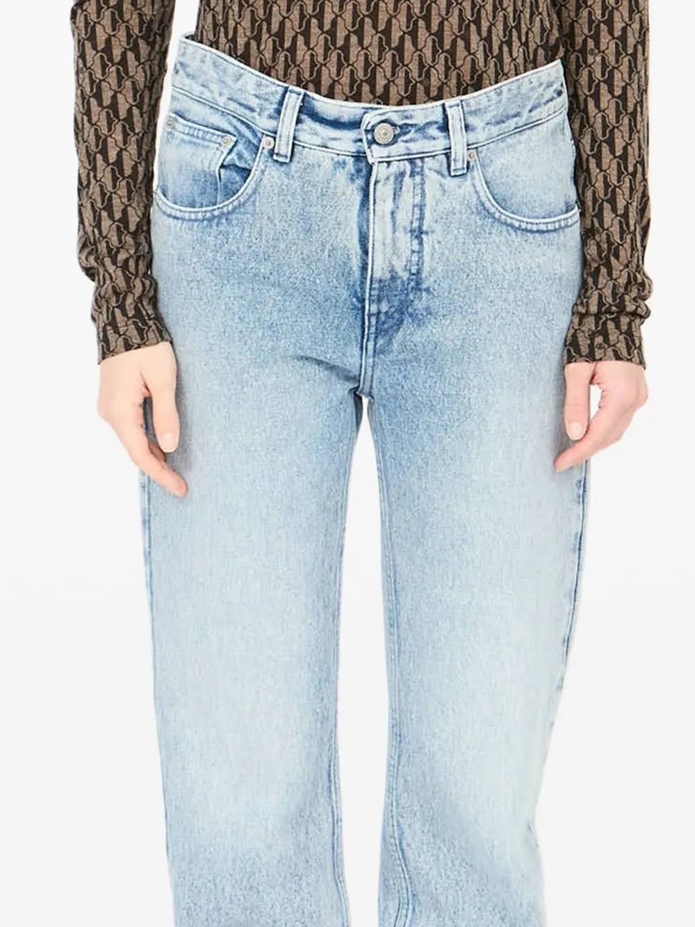 MM6 Maison Margiela Denim broek met vijf zakken en split Blauw