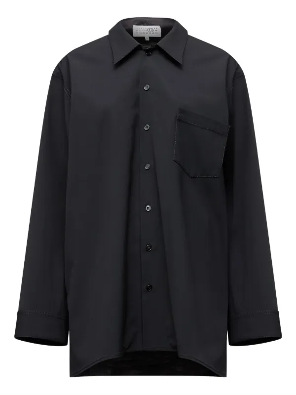 週末価格　MM6 　長袖シャツ　黒色 MM6 ロングシャツ ブラック 週末限定価格 MM6 長袖シャツ 黒色 MM6