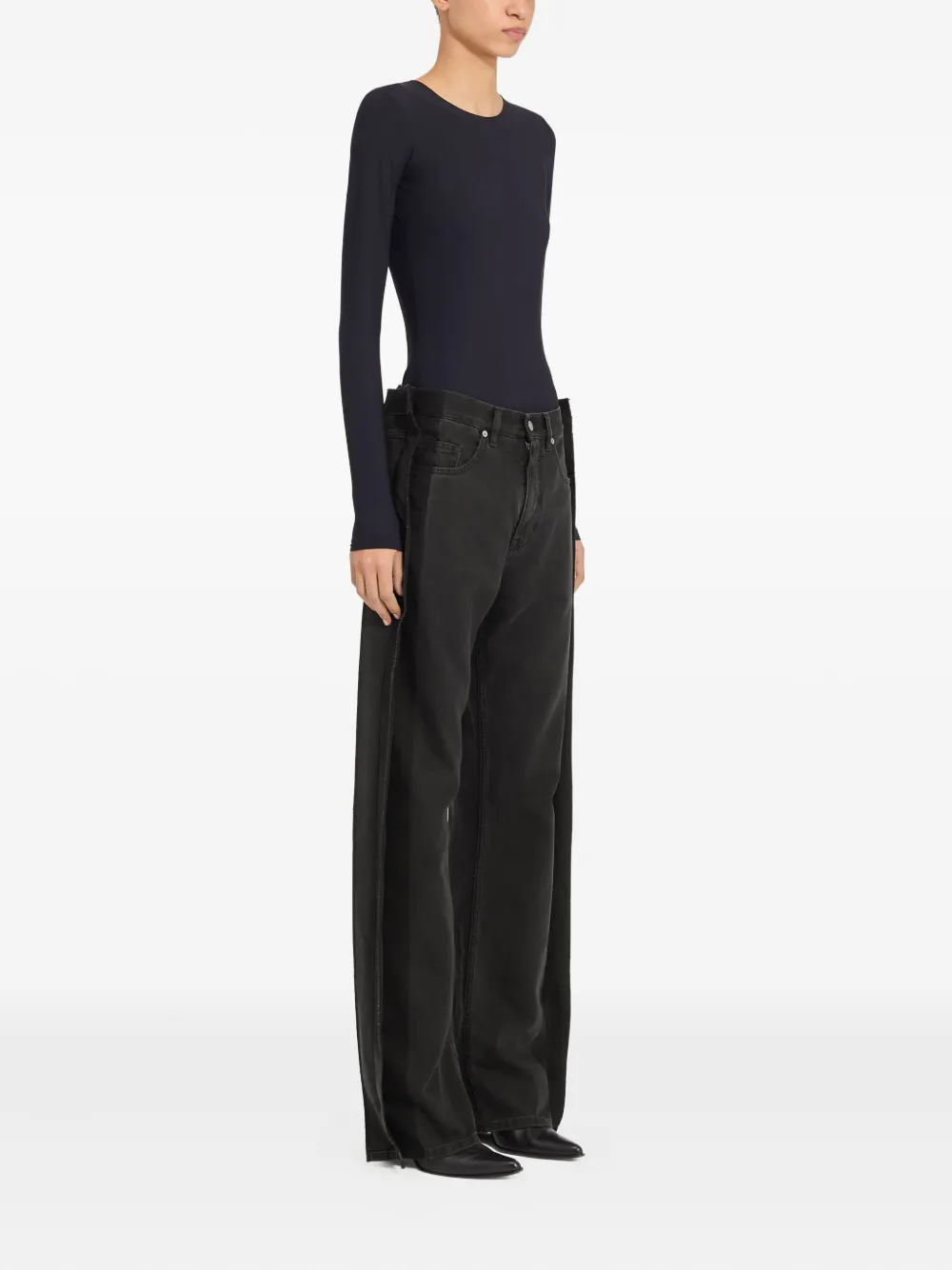 MM6 Maison Margiela long-sleeve jeans bodysuit Zwart
