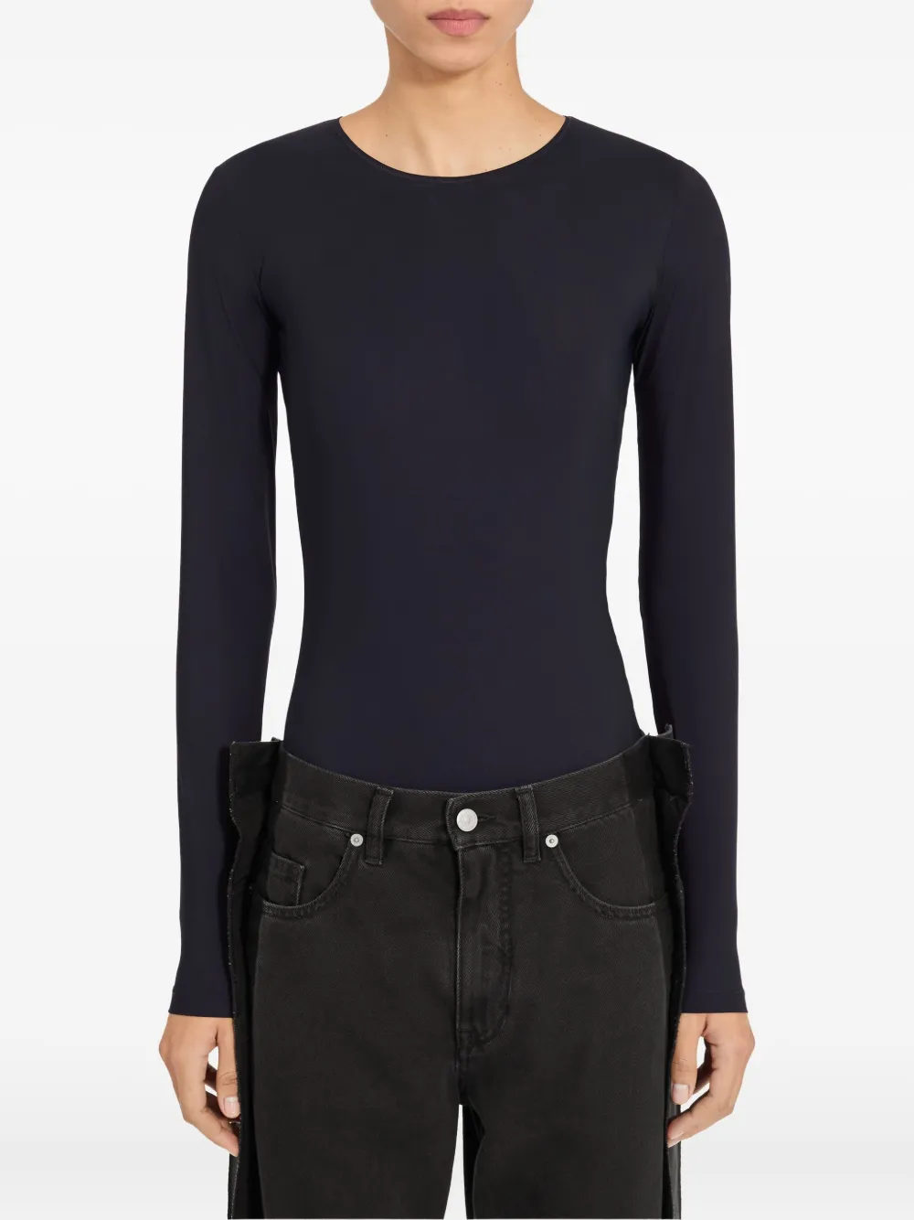 MM6 Maison Margiela long-sleeve jeans bodysuit Zwart