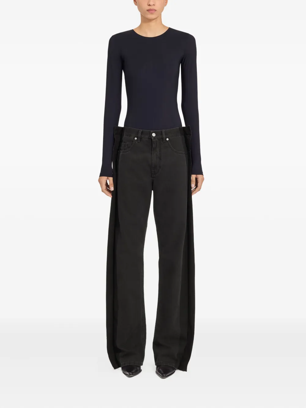MM6 Maison Margiela long-sleeve jeans bodysuit Zwart