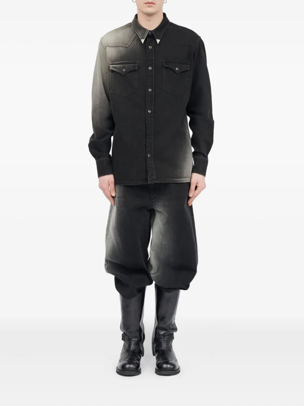 MM6 Maison Margiela Ombre denim overhemd - Zwart