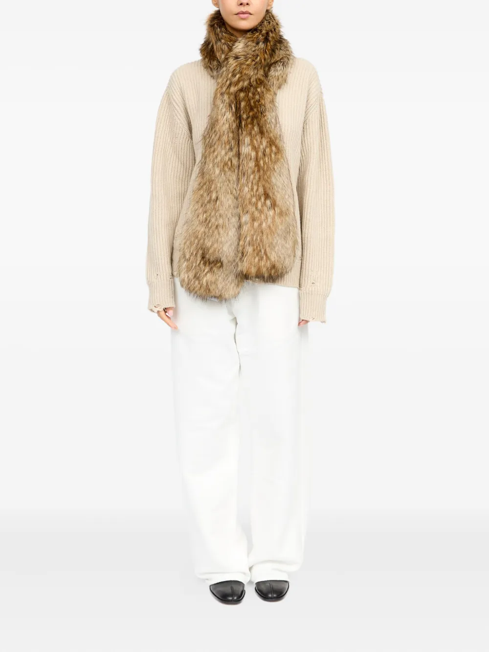 MM6 Maison Margiela Sjaal van imitatiebonr Bruin