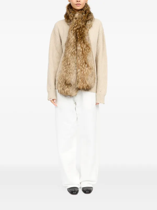 MM6 Maison Margiela faux-fur Scarf | Brown | FARFETCH