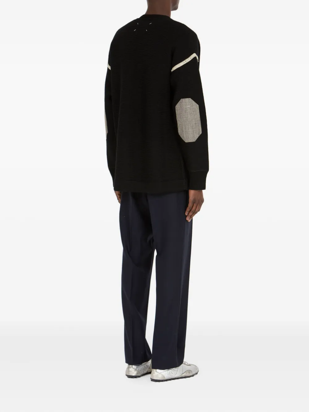 Maison Margiela Geribbeld wollen vest met elleboogpatch Zwart