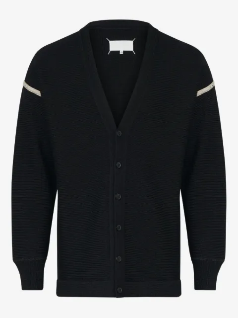 Maison Margiela ribbed wool elbow-patch cardigan