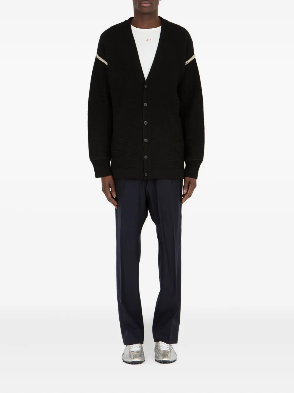 Maison Margiela Geribbeld wollen vest met elleboogpatch Zwart