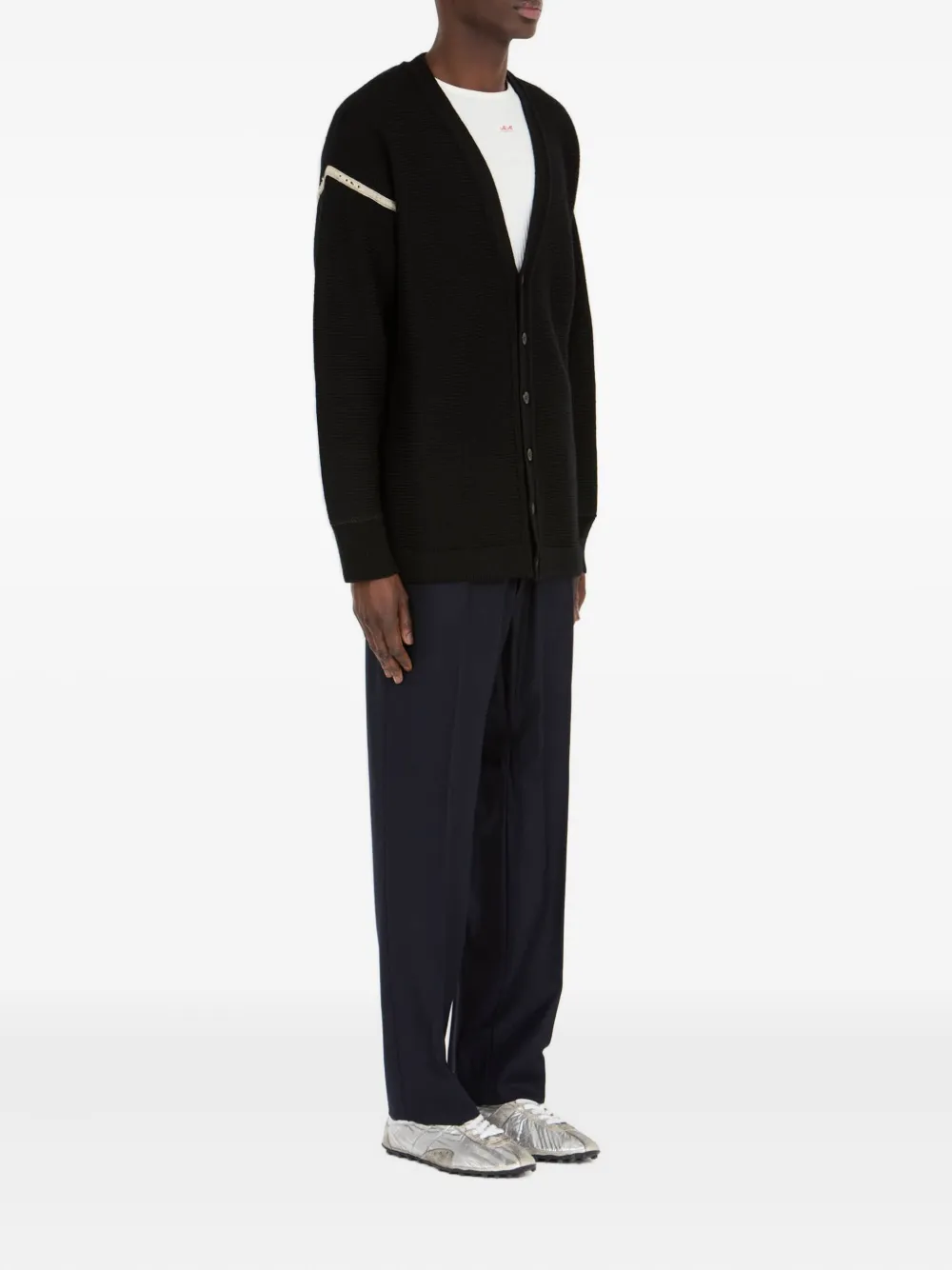 Maison Margiela Geribbeld wollen vest met elleboogpatch Zwart