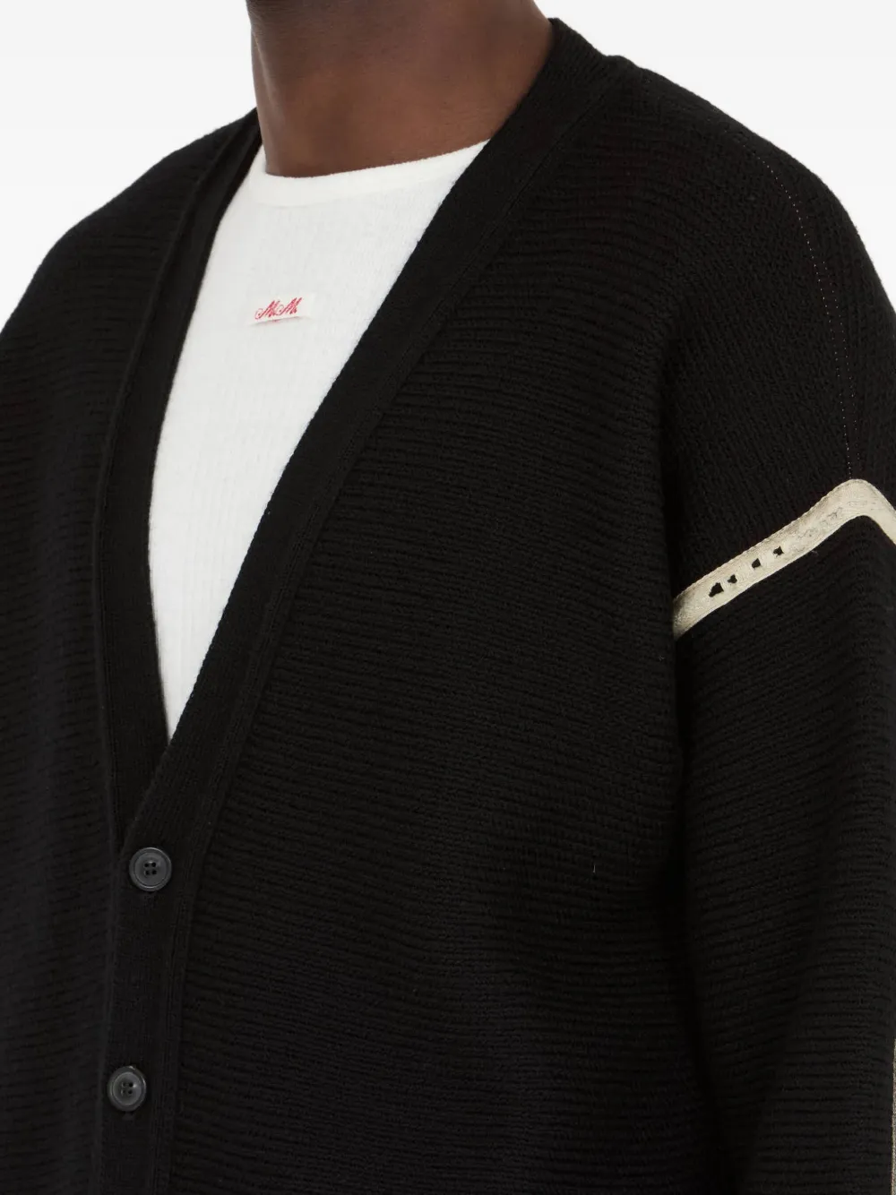 Maison Margiela Geribbeld wollen vest met elleboogpatch Zwart