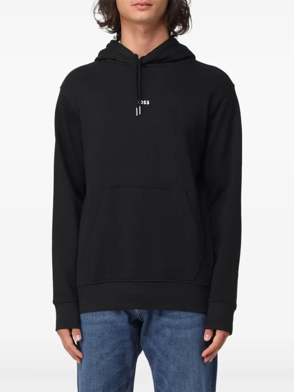 BOSS logo-print hoodie | Black | Image 1