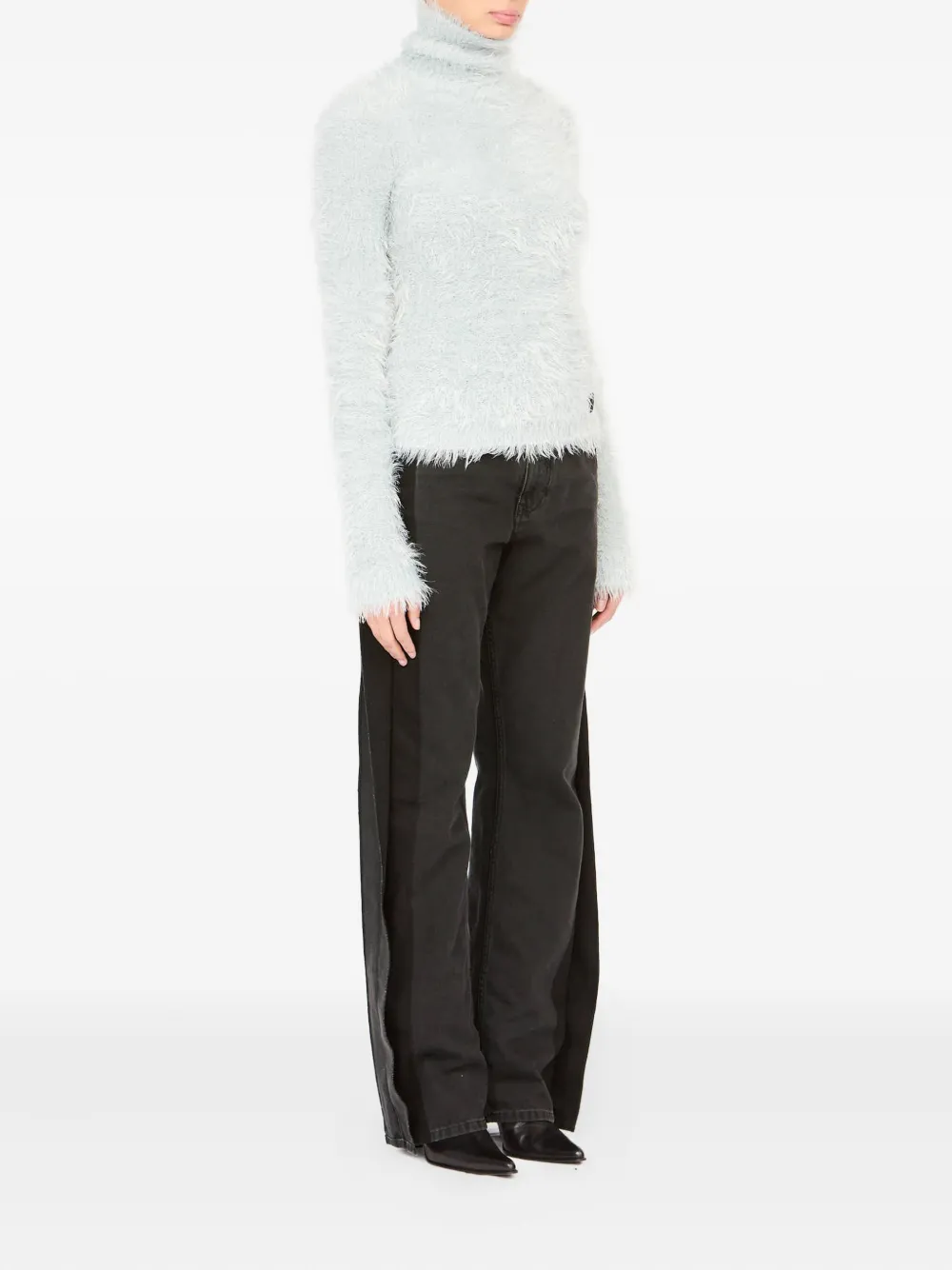 MM6 Maison Margiela High-neck Fluffy Sweater in Blue, view 3