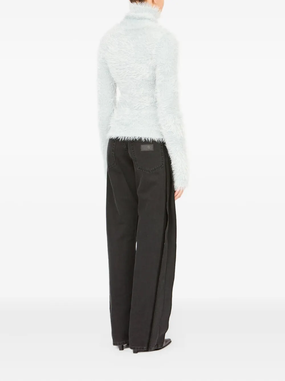 MM6 Maison Margiela High-neck Fluffy Sweater in Blue, view 4