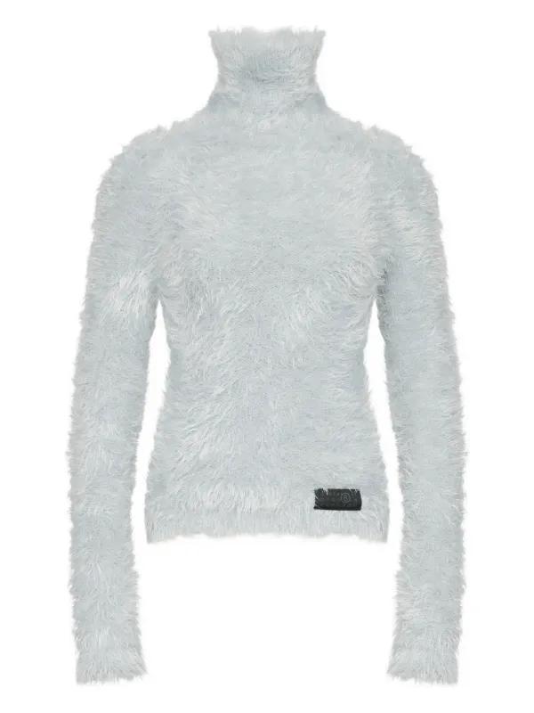 MM6 Maison Margiela High-neck Fluffy Sweater in Blue