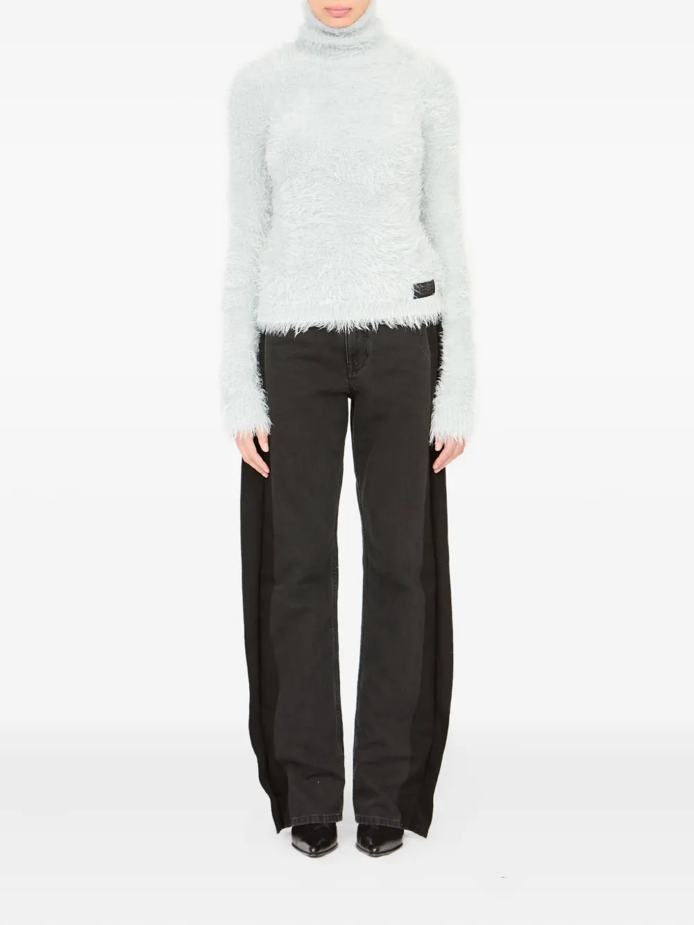 MM6 Maison Margiela High-neck Fluffy Sweater in Blue, view 2