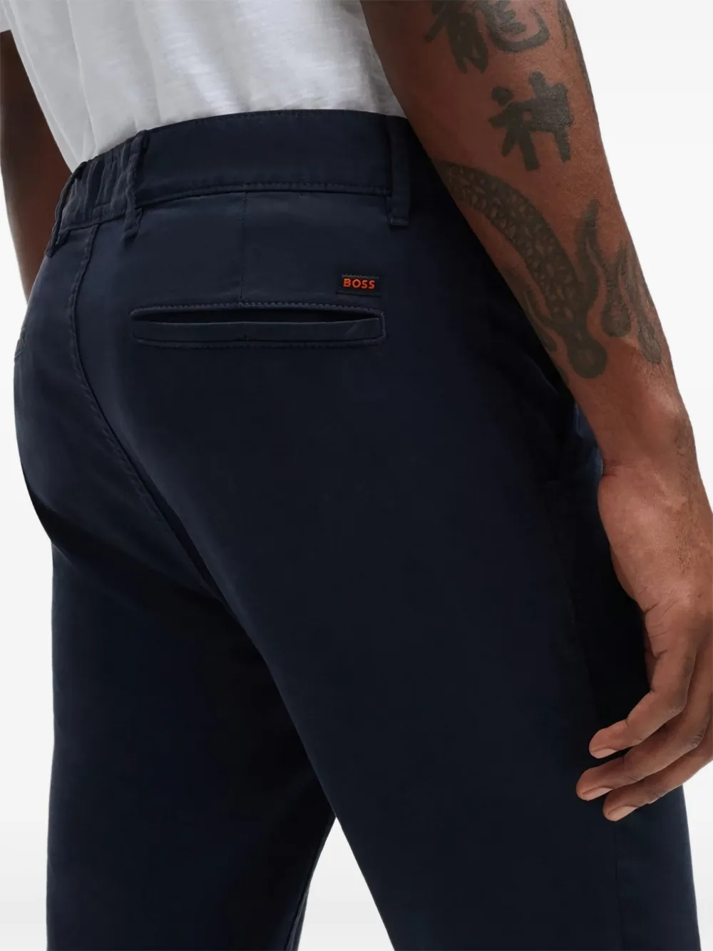 BOSS Broek met logopatch Blauw