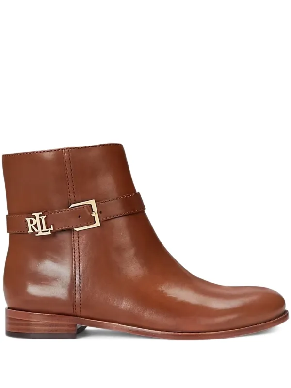 lauren ralph lauren women's manchester buckled dress boot Leather Ankle Boots | Brown Leather boots Family Photo Outfit Ideas: NOTSALEBF23 mm block heel a Color:Light Emerald