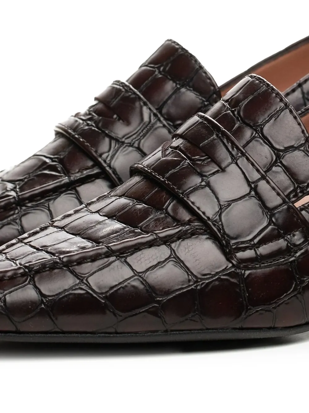 Poche Paris croc-embossed pumps Brown