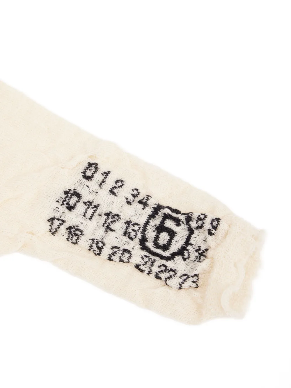 MM6 Maison Margiela Gebreide handschoenen met Numbers-patroon Wit