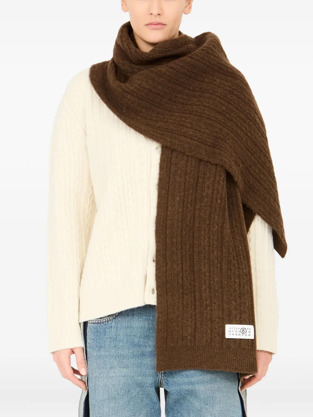 MM6 Maison Margiela Geribbelde sjaal Bruin